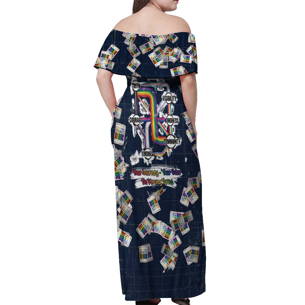 One Way Ticket Off Shoulder Maxi Dress Your Journey, Your Path, No Wrong Turns
