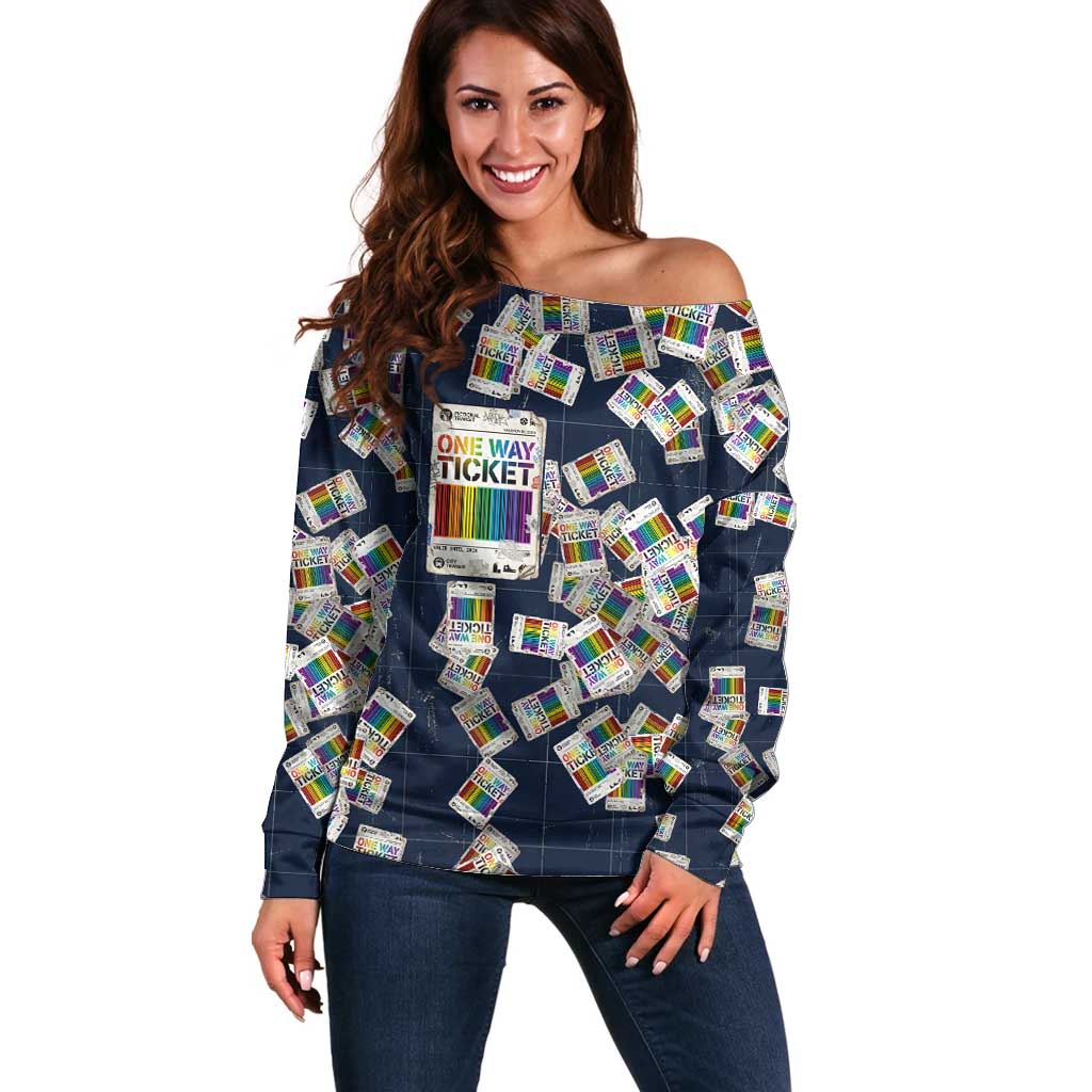 One Way Ticket Off Shoulder Sweater Your Journey, Your Path, No Wrong Turns