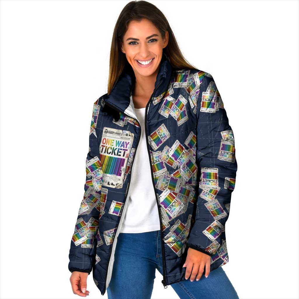 One Way Ticket Padded Jacket Your Journey, Your Path, No Wrong Turns