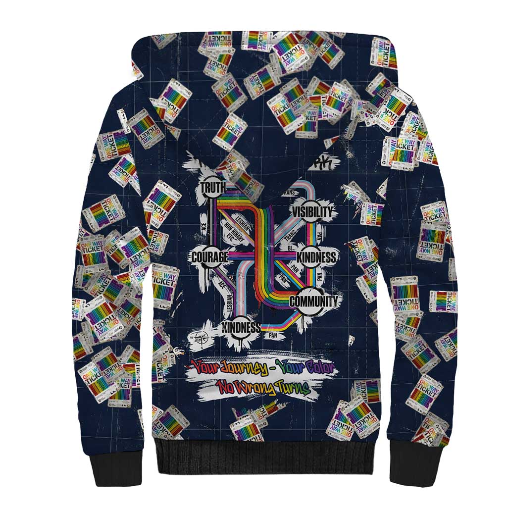 One Way Ticket Sherpa Hoodie Your Journey, Your Path, No Wrong Turns