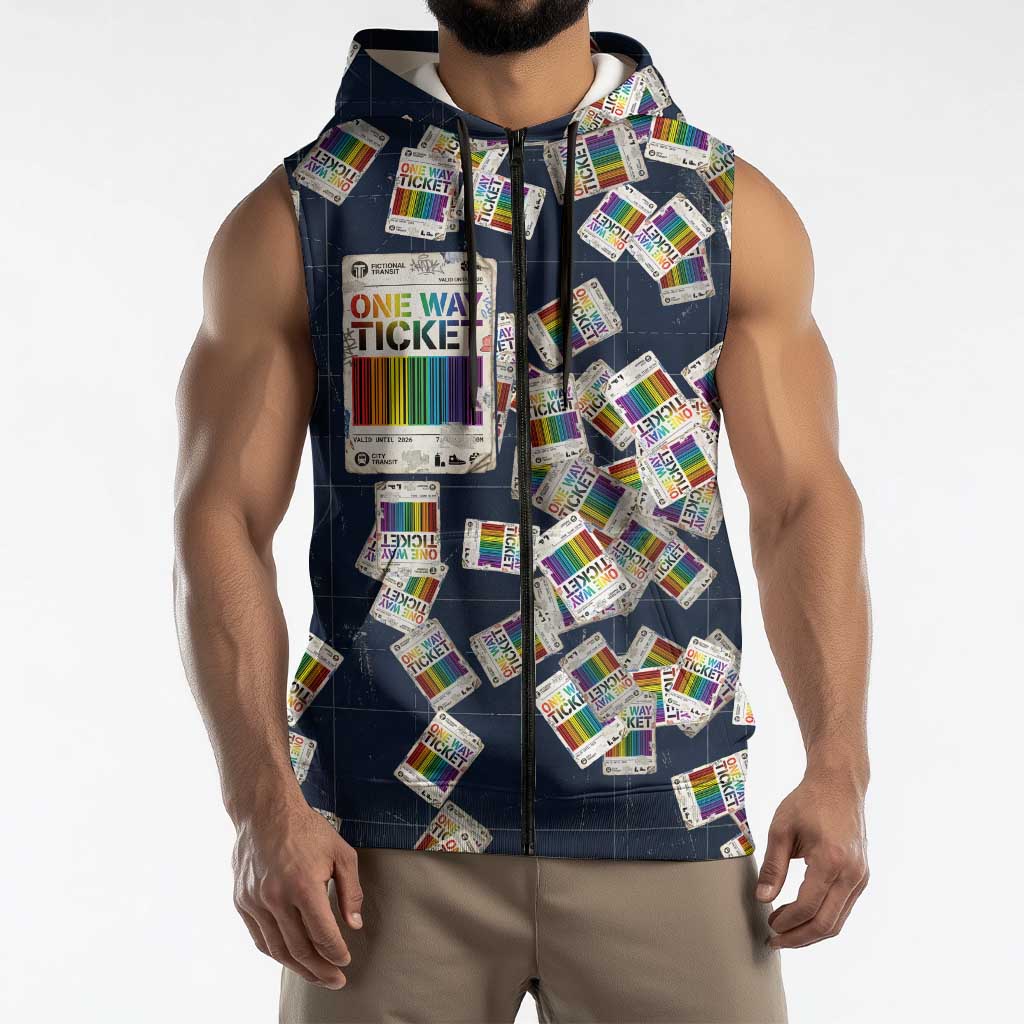 One Way Ticket Sleeveless Zip Hoodie Your Journey, Your Path, No Wrong Turns