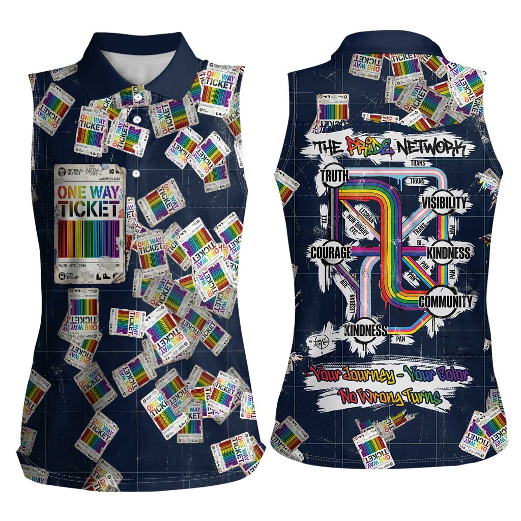 One Way Ticket Women Sleeveless Polo Shirt Your Journey, Your Path, No Wrong Turns