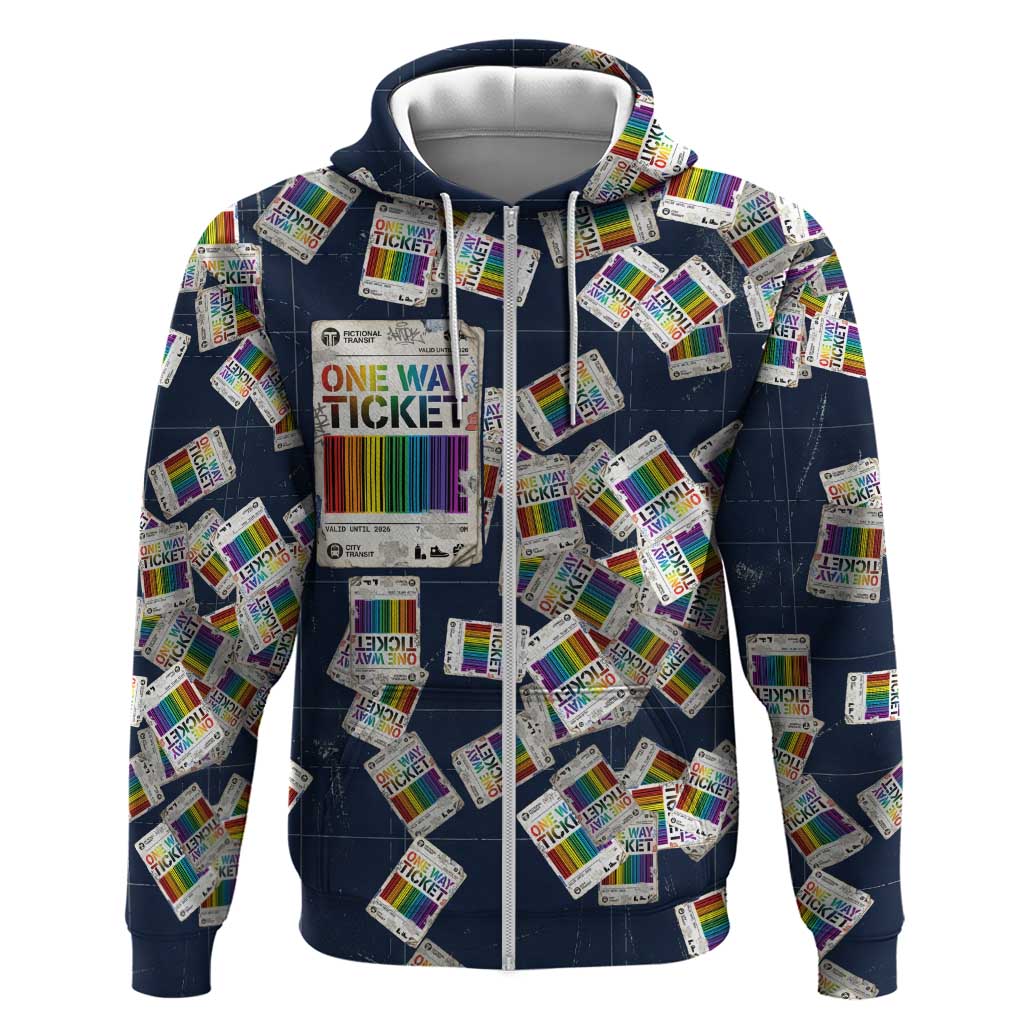One Way Ticket Zip Hoodie Your Journey, Your Path, No Wrong Turns