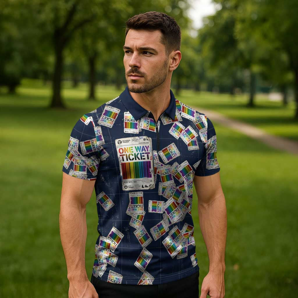 One Way Ticket Zipper Polo Shirt Your Journey, Your Path, No Wrong Turns