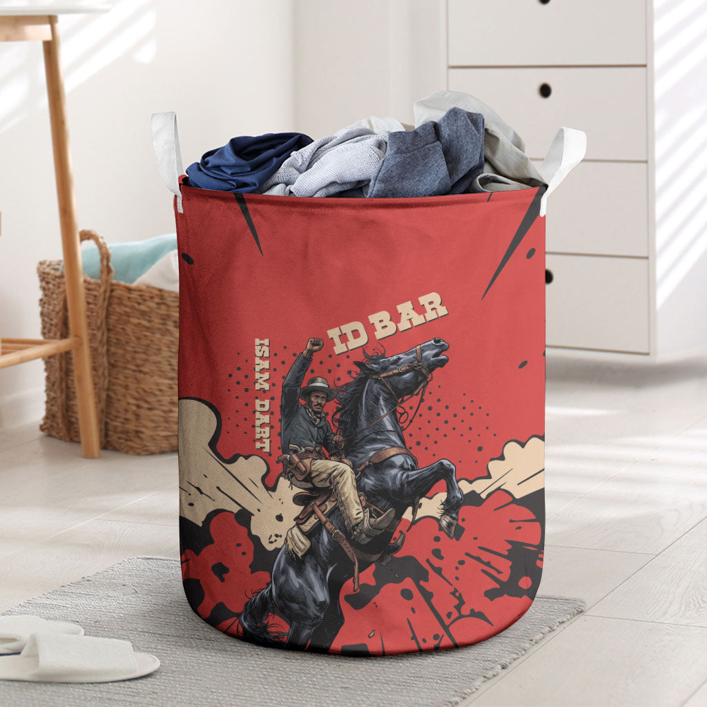 Isom Dart Black Cowboy Laundry Basket Wild West Outlaw Vintage Comic Art