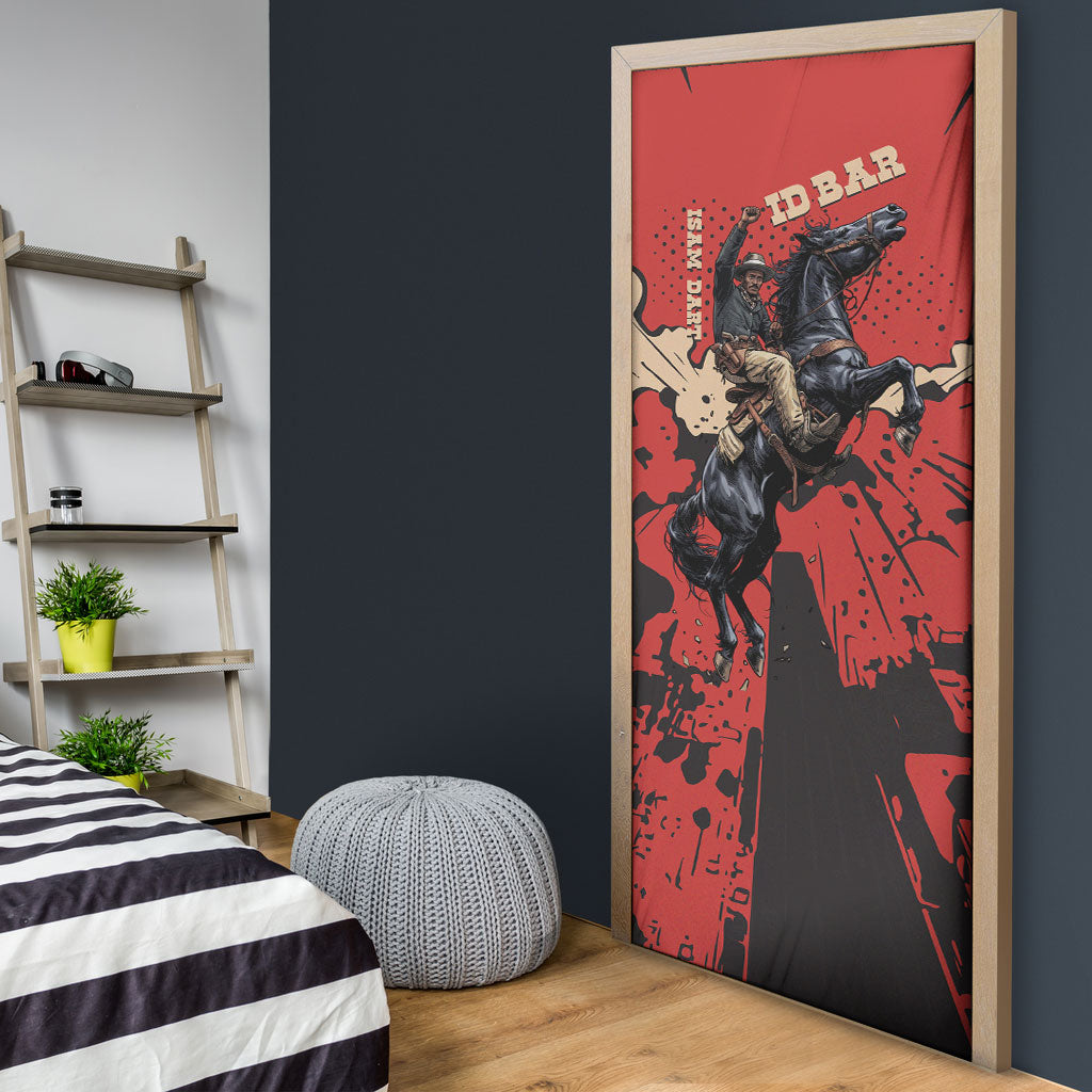 Isom Dart Black Cowboy Door Cover Wild West Outlaw Vintage Comic Art
