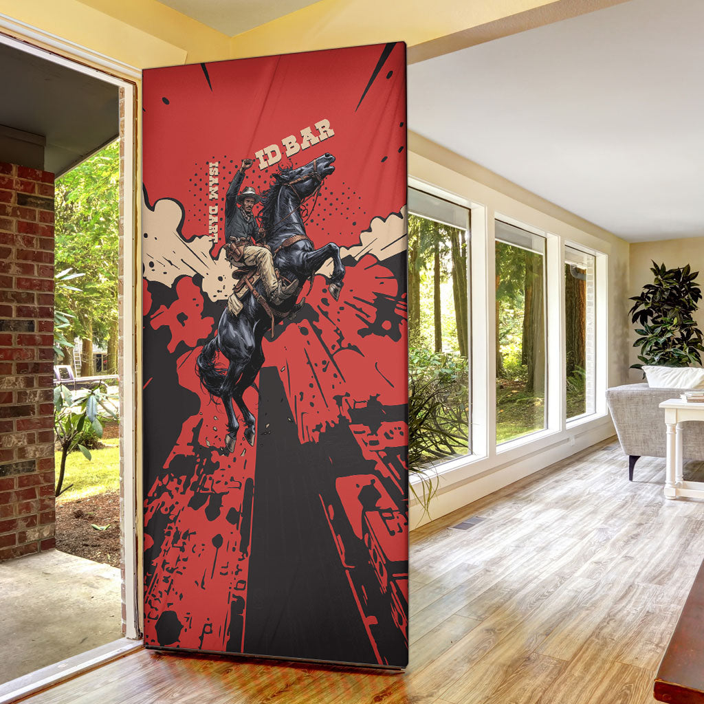 Isom Dart Black Cowboy Door Cover Wild West Outlaw Vintage Comic Art
