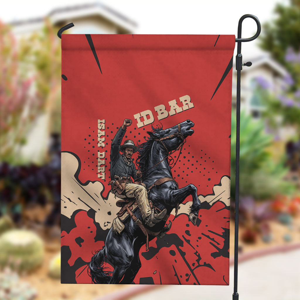 Isom Dart Black Cowboy Garden Flag Wild West Outlaw Vintage Comic Art