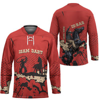 Isom Dart Black Cowboy Hockey Jersey Wild West Outlaw Vintage Comic Art