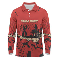 Isom Dart Black Cowboy Long Sleeve Polo Shirt Wild West Outlaw Vintage Comic Art