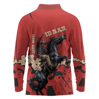 Isom Dart Black Cowboy Long Sleeve Polo Shirt Wild West Outlaw Vintage Comic Art