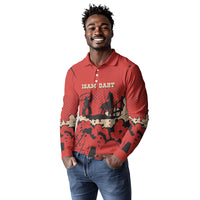 Isom Dart Black Cowboy Long Sleeve Polo Shirt Wild West Outlaw Vintage Comic Art