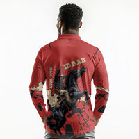 Isom Dart Black Cowboy Long Sleeve Polo Shirt Wild West Outlaw Vintage Comic Art