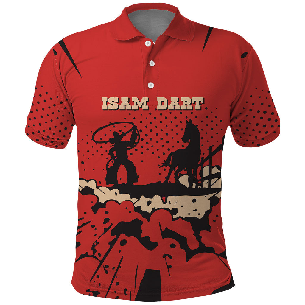 Isom Dart Black Cowboy Polo Shirt Wild West Outlaw Vintage Comic Art