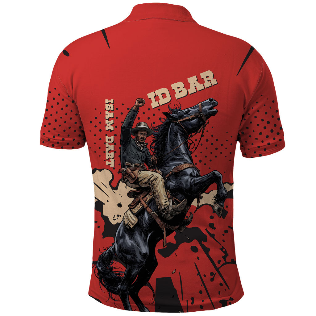 Isom Dart Black Cowboy Polo Shirt Wild West Outlaw Vintage Comic Art