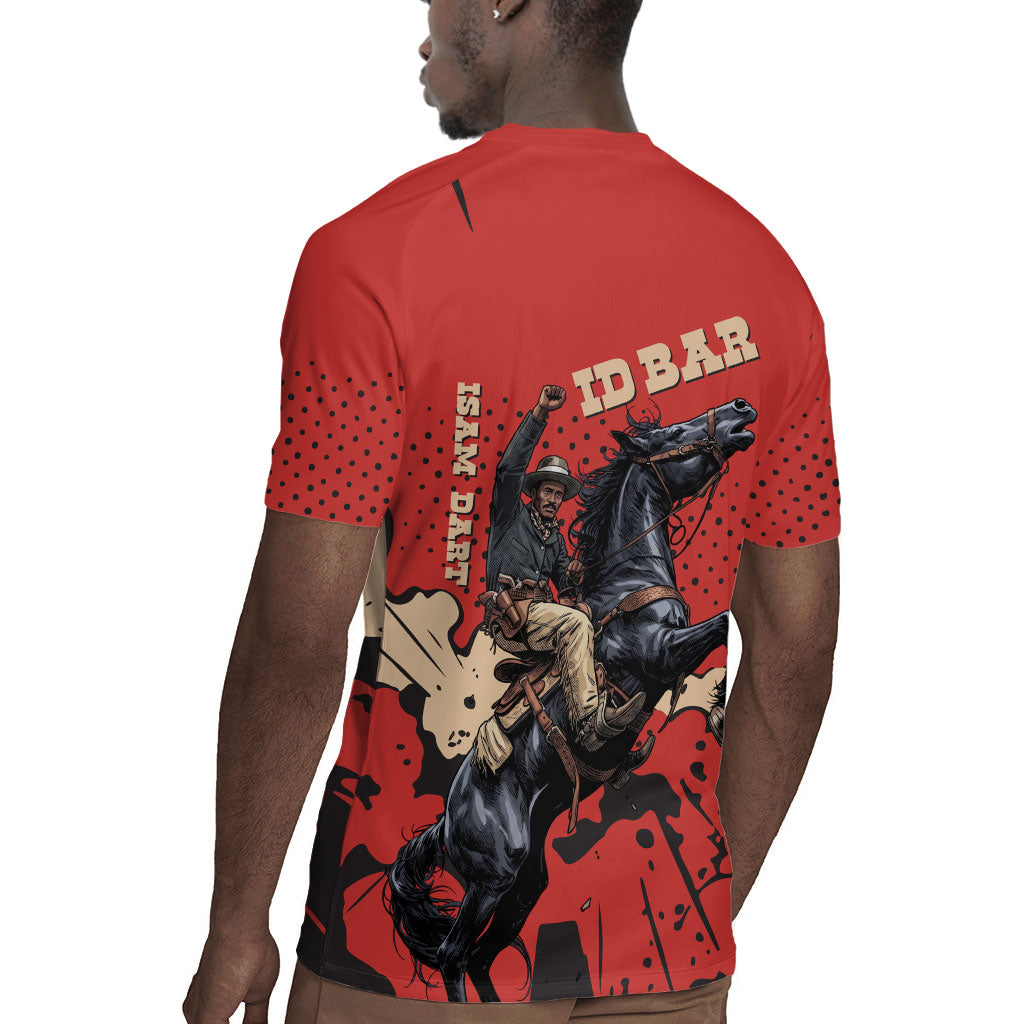 Isom Dart Black Cowboy Rugby Jersey Wild West Outlaw Vintage Comic Art