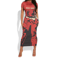 Isom Dart Black Cowboy Short Sleeve Bodycon Dress Wild West Outlaw Vintage Comic Art