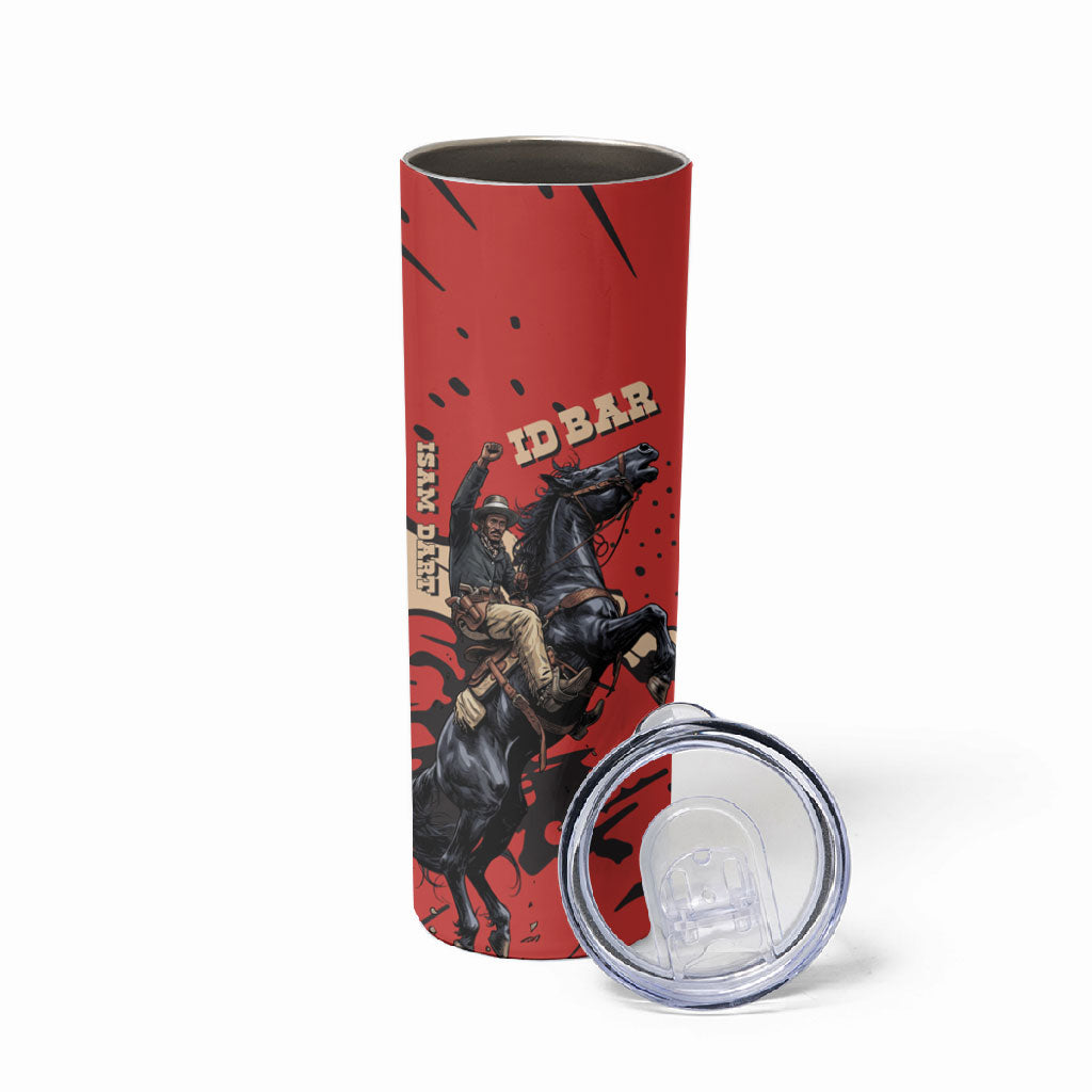 Isom Dart Black Cowboy Skinny Tumbler Wild West Outlaw Vintage Comic Art