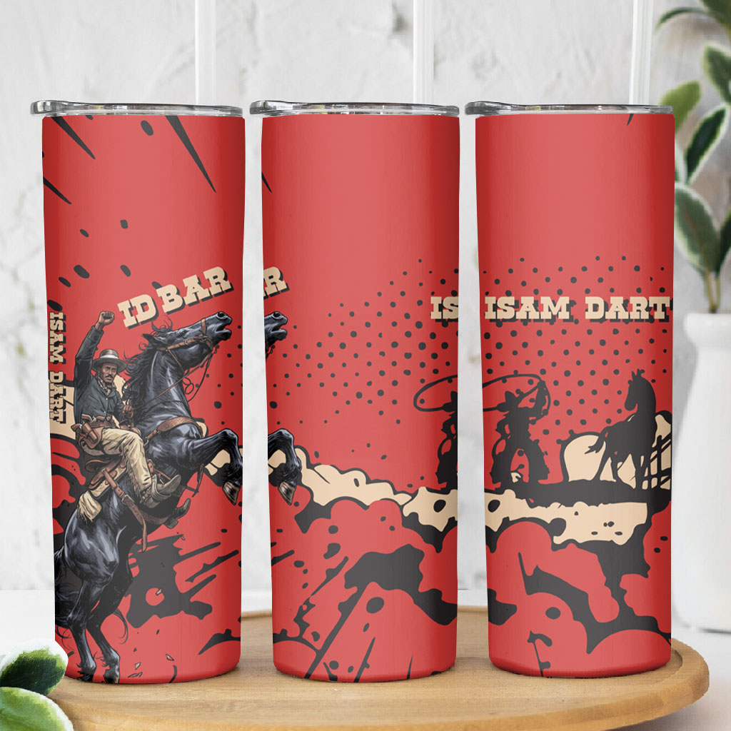 Isom Dart Black Cowboy Skinny Tumbler Wild West Outlaw Vintage Comic Art