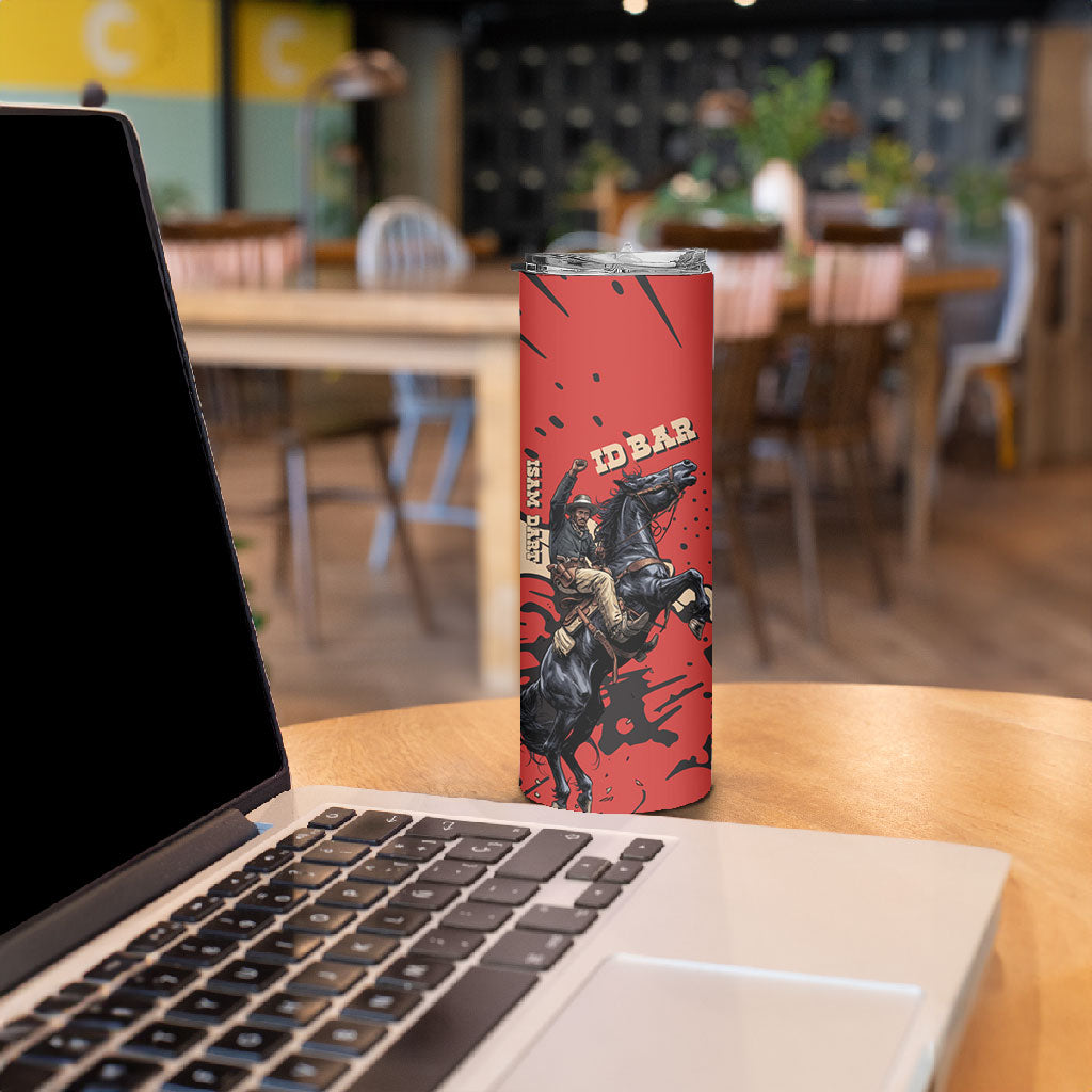 Isom Dart Black Cowboy Skinny Tumbler Wild West Outlaw Vintage Comic Art