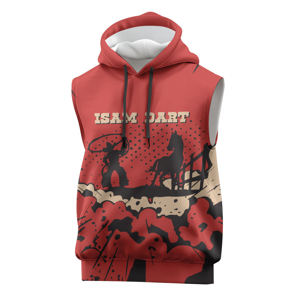 Isom Dart Black Cowboy Sleeveless Hoodie Wild West Outlaw Vintage Comic Art