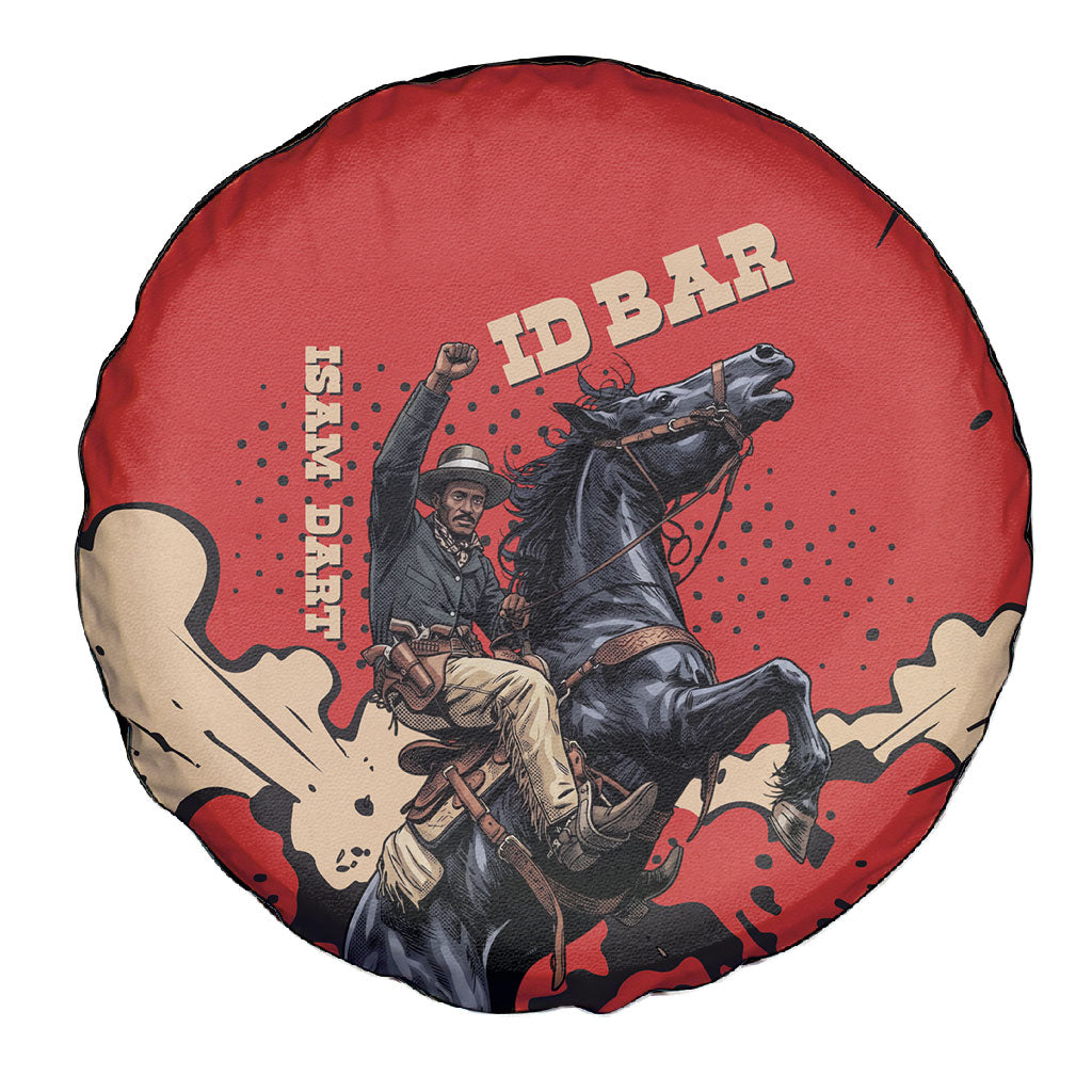 Isom Dart Black Cowboy Spare Tire Cover Wild West Outlaw Vintage Comic Art