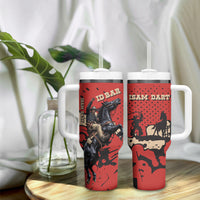 Isom Dart Black Cowboy Tumbler With Handle Wild West Outlaw Vintage Comic Art