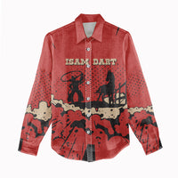 Isom Dart Black Cowboy Women Casual Shirt Wild West Outlaw Vintage Comic Art