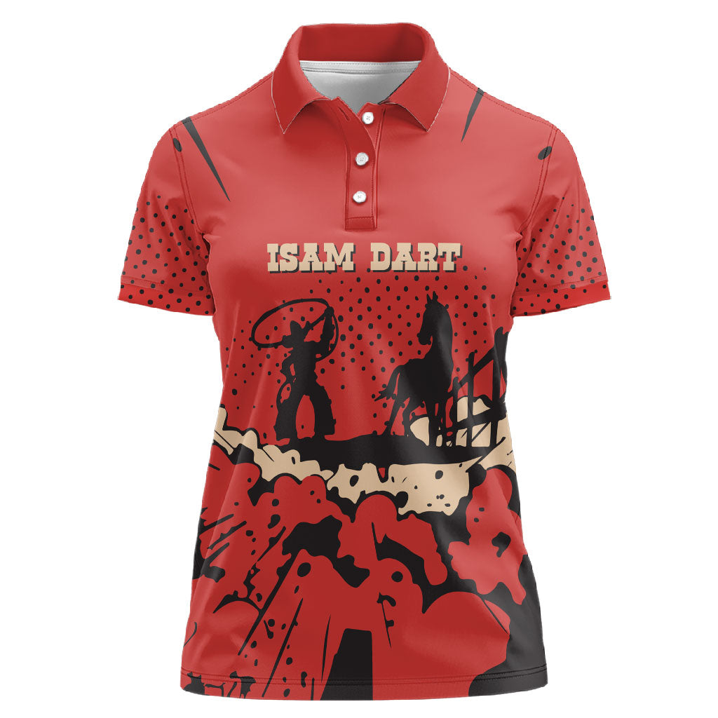Isom Dart Black Cowboy Women Polo Shirt Wild West Outlaw Vintage Comic Art
