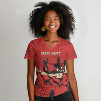 Isom Dart Black Cowboy Women V-Neck T-Shirt Wild West Outlaw Vintage Comic Art
