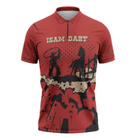 Isom Dart Black Cowboy Zipper Polo Shirt Wild West Outlaw Vintage Comic Art