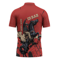 Isom Dart Black Cowboy Zipper Polo Shirt Wild West Outlaw Vintage Comic Art