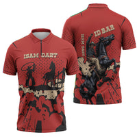 Isom Dart Black Cowboy Zipper Polo Shirt Wild West Outlaw Vintage Comic Art