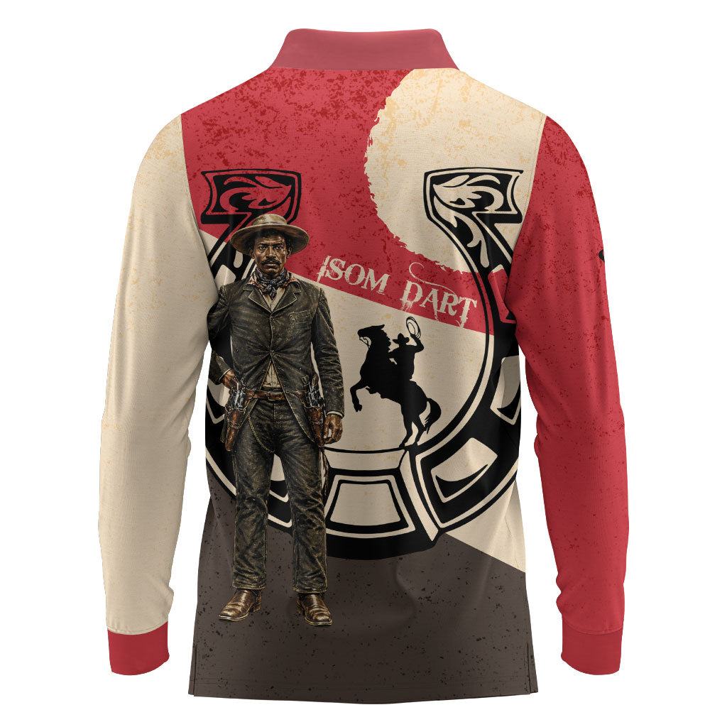 Isom Dart Legend Of The West Long Sleeve Polo Shirt Vintage Horseshoe Western