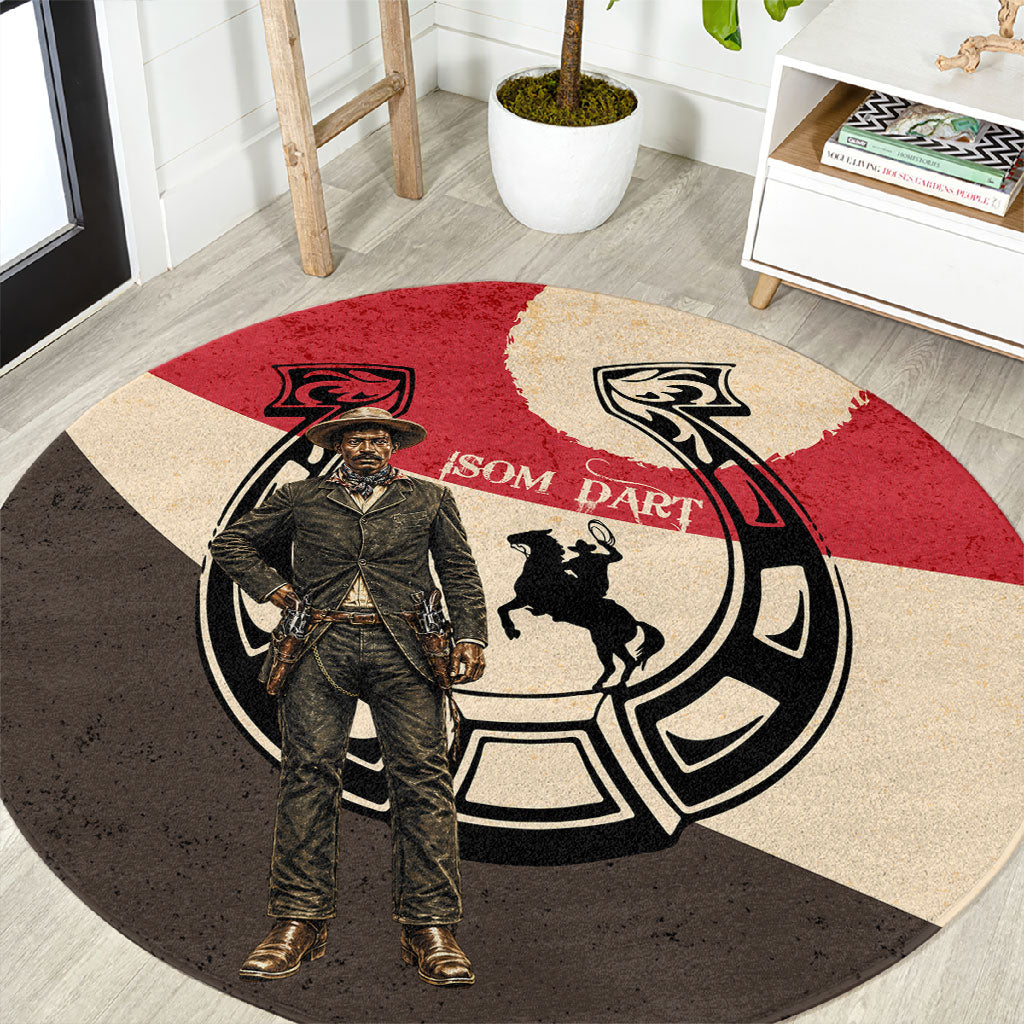 Isom Dart Legend Of The West Round Carpet Vintage Horseshoe Western