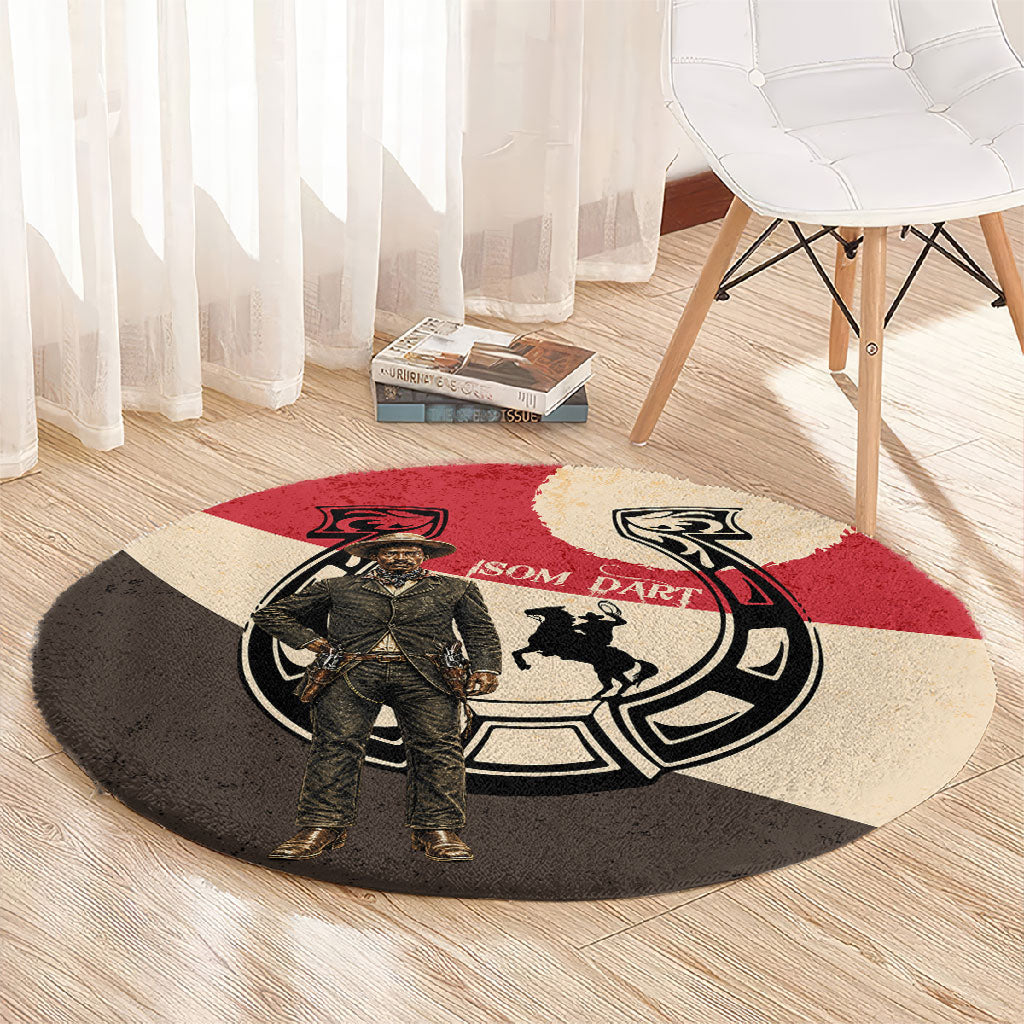 Isom Dart Legend Of The West Round Carpet Vintage Horseshoe Western