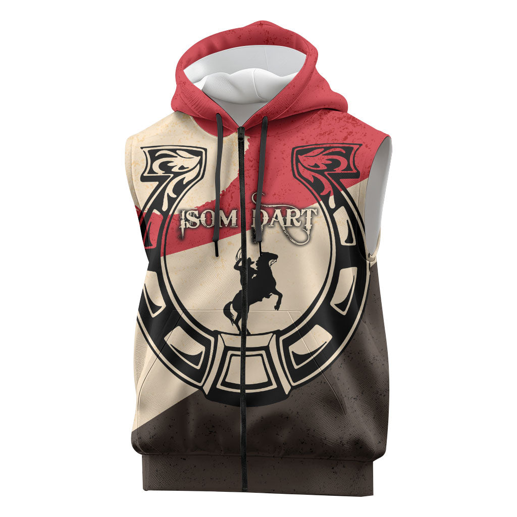 Isom Dart Legend Of The West Sleeveless Zip Hoodie Vintage Horseshoe Western