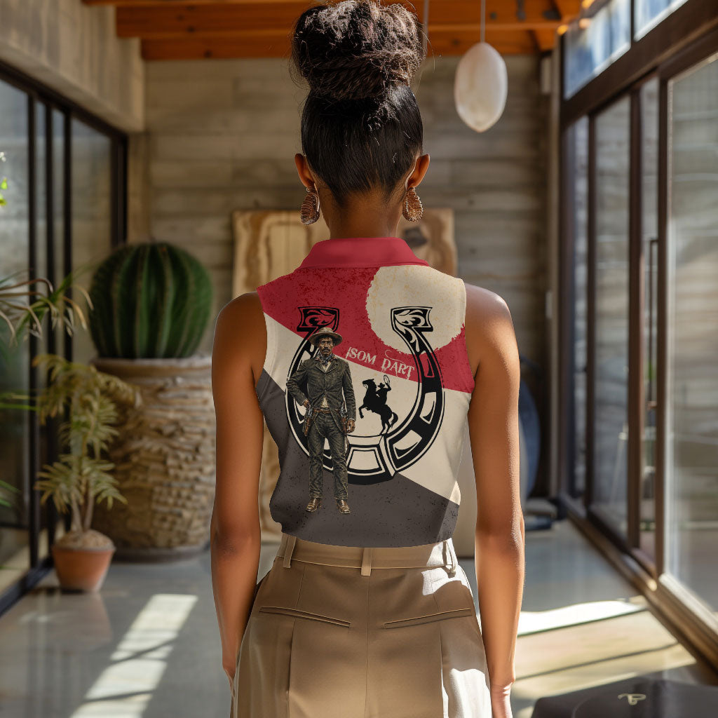Isom Dart Legend Of The West Women Sleeveless Polo Shirt Vintage Horseshoe Western