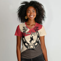Isom Dart Legend Of The West Women V-Neck T-Shirt Vintage Horseshoe Western