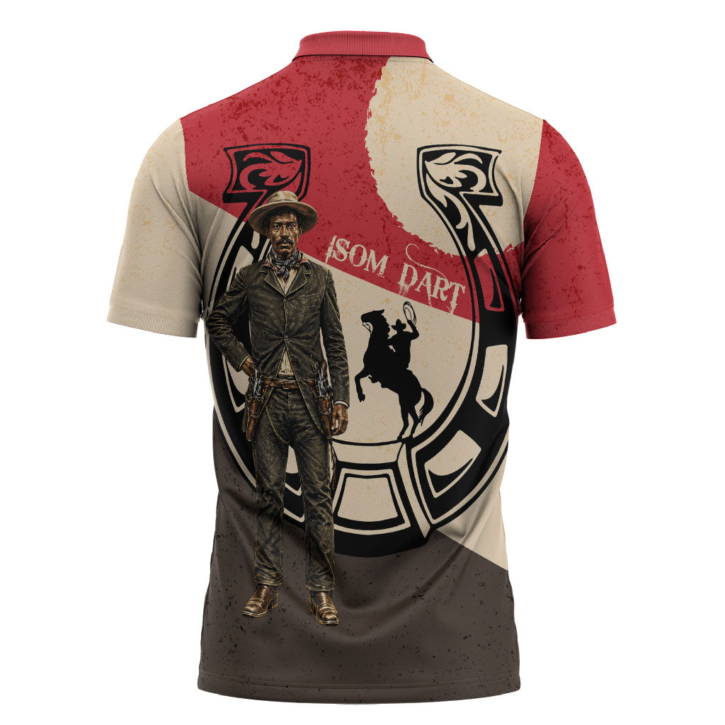 Isom Dart Legend Of The West Zipper Polo Shirt Vintage Horseshoe Western