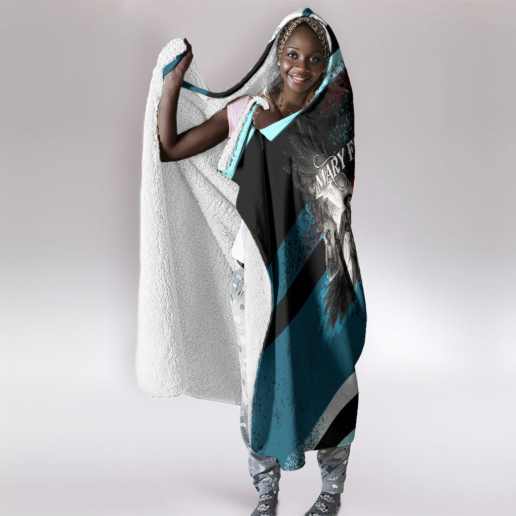 Mary Fields The White Crow Hooded Blanket Vintage Grunge Wild West Portrait And Crow