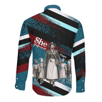 Mary Fields The White Crow Long Sleeve Button Shirt Vintage Grunge Wild West Portrait And Crow