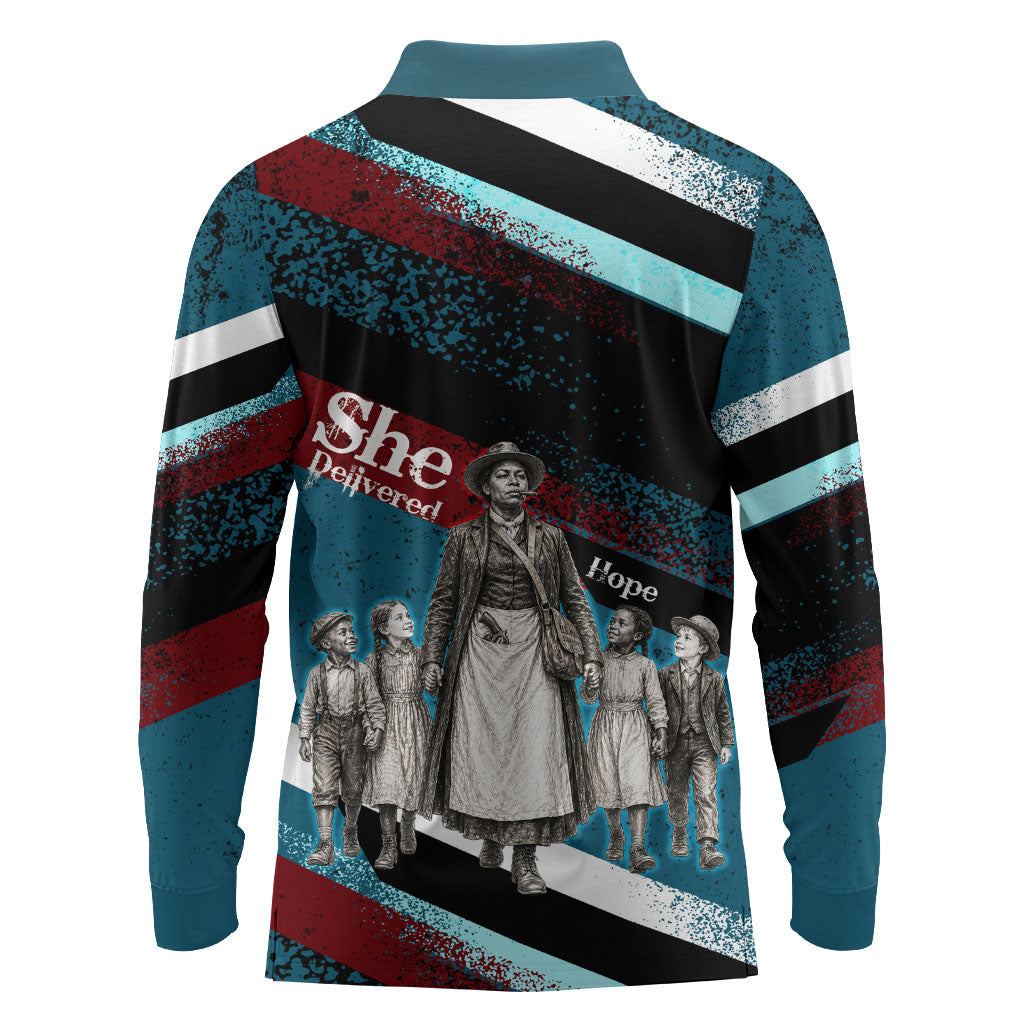 Mary Fields The White Crow Long Sleeve Polo Shirt Vintage Grunge Wild West Portrait And Crow