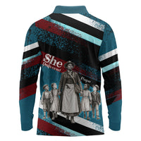 Mary Fields The White Crow Long Sleeve Polo Shirt Vintage Grunge Wild West Portrait And Crow