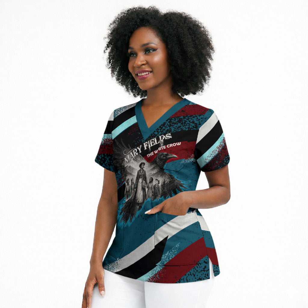 Mary Fields The White Crow Scrub Top Vintage Grunge Wild West Portrait And Crow