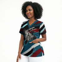 Mary Fields The White Crow Scrub Top Vintage Grunge Wild West Portrait And Crow