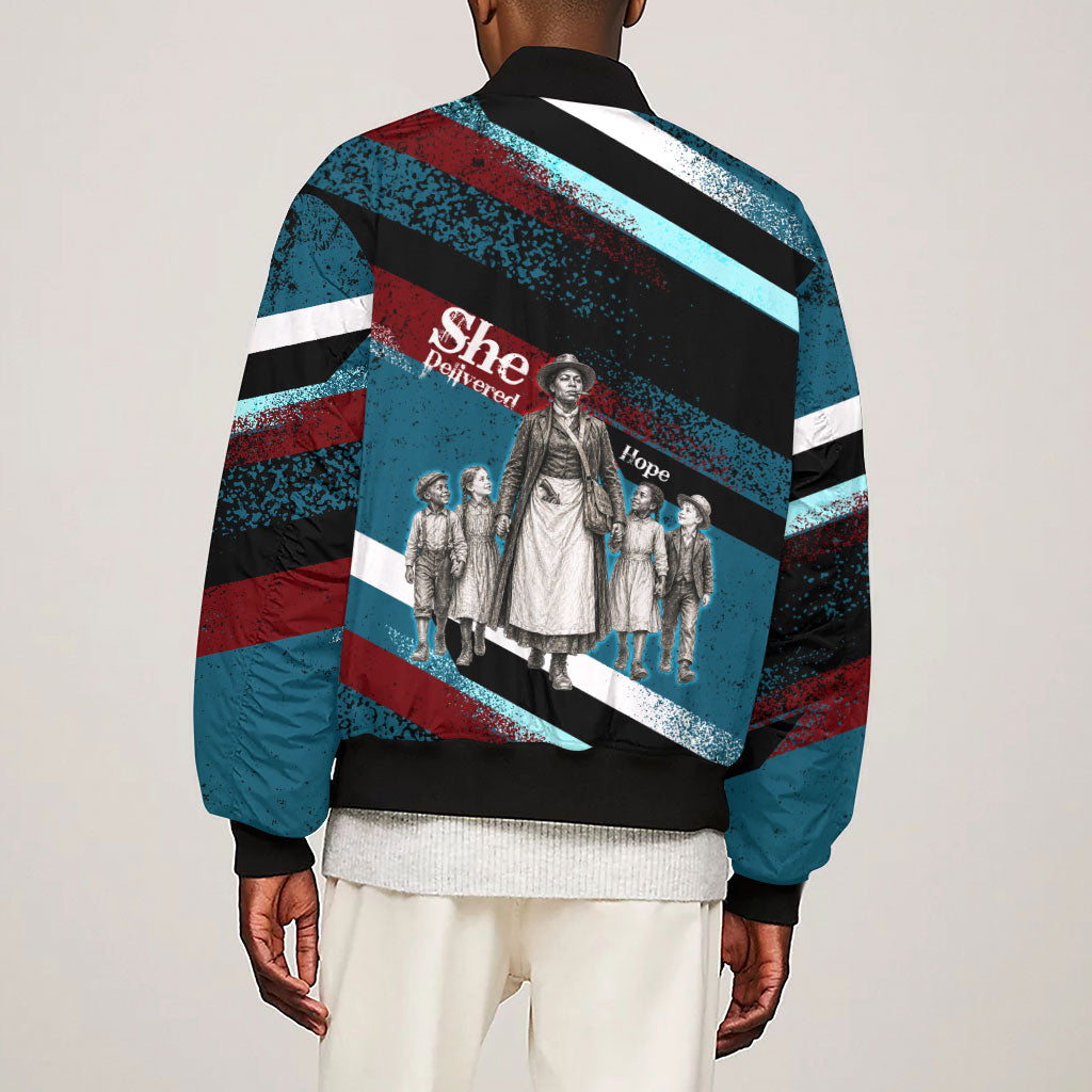 Mary Fields The White Crow Sleeve Zip Bomber Jacket Vintage Grunge Wild West Portrait And Crow