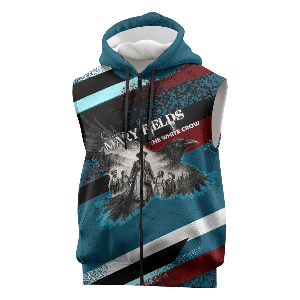Mary Fields The White Crow Sleeveless Zip Hoodie Vintage Grunge Wild West Portrait And Crow