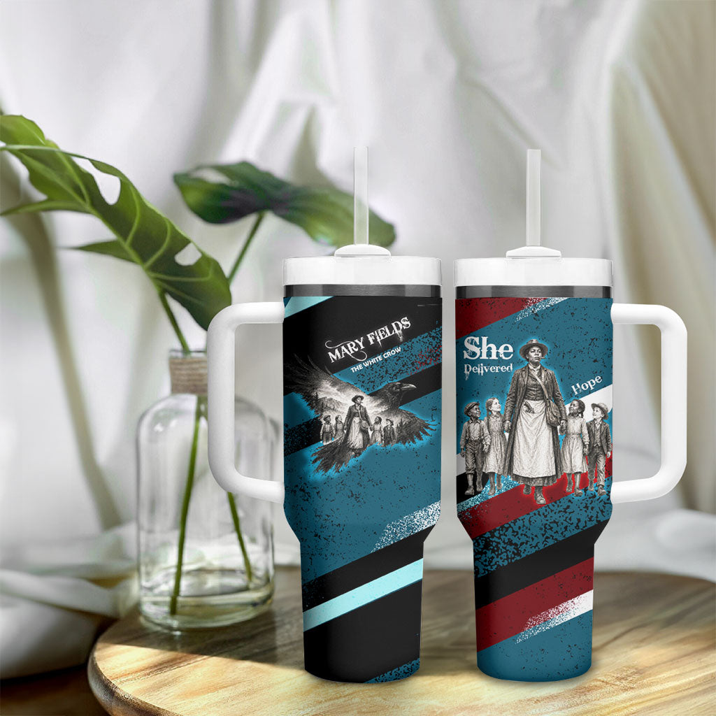 Mary Fields The White Crow Tumbler With Handle Vintage Grunge Wild West Portrait And Crow