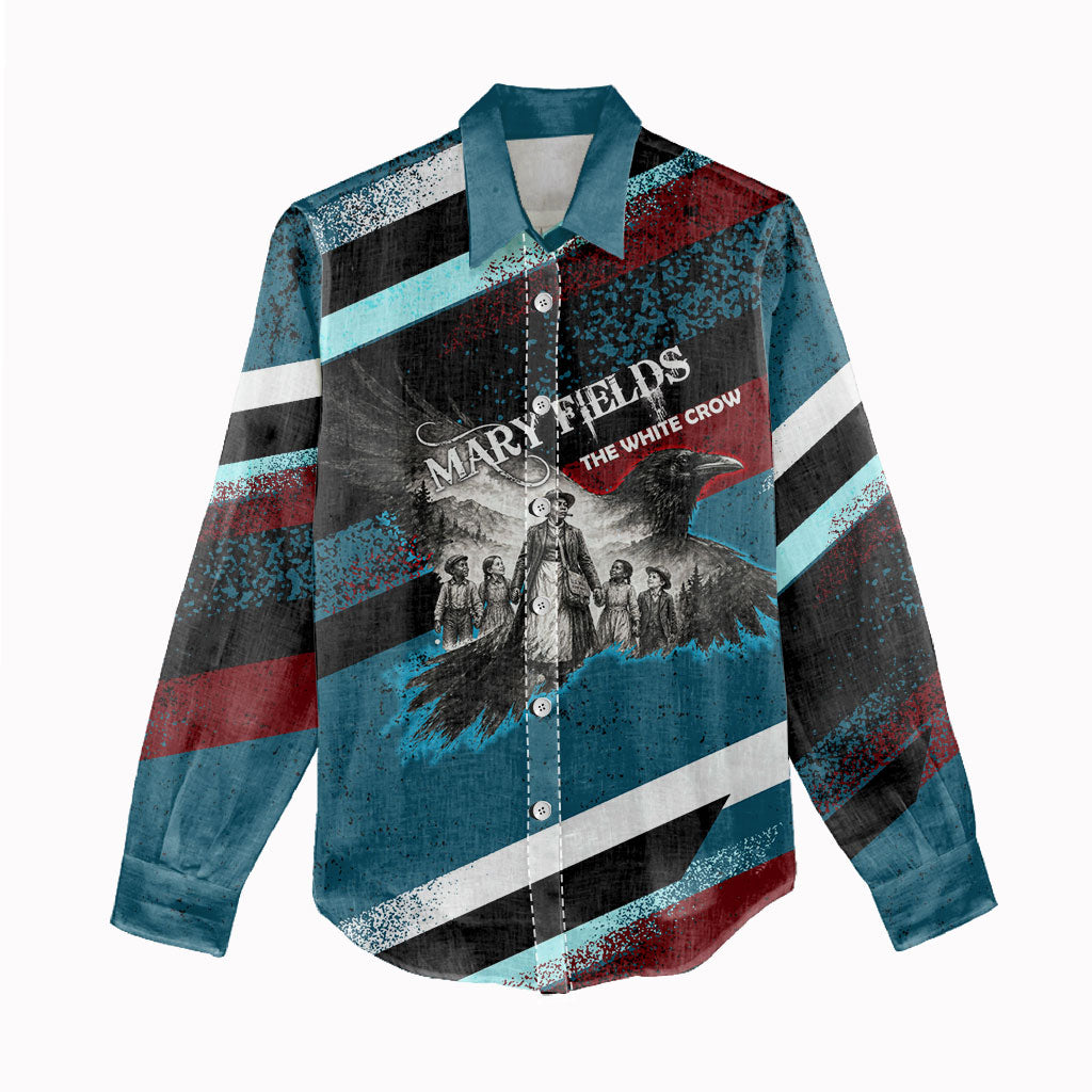 Mary Fields The White Crow Women Casual Shirt Vintage Grunge Wild West Portrait And Crow